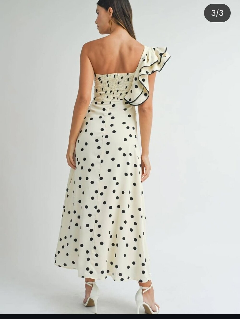One Shoulder Dress, Polka-dots Maxi Asst Sizes - Picture 7 of 14